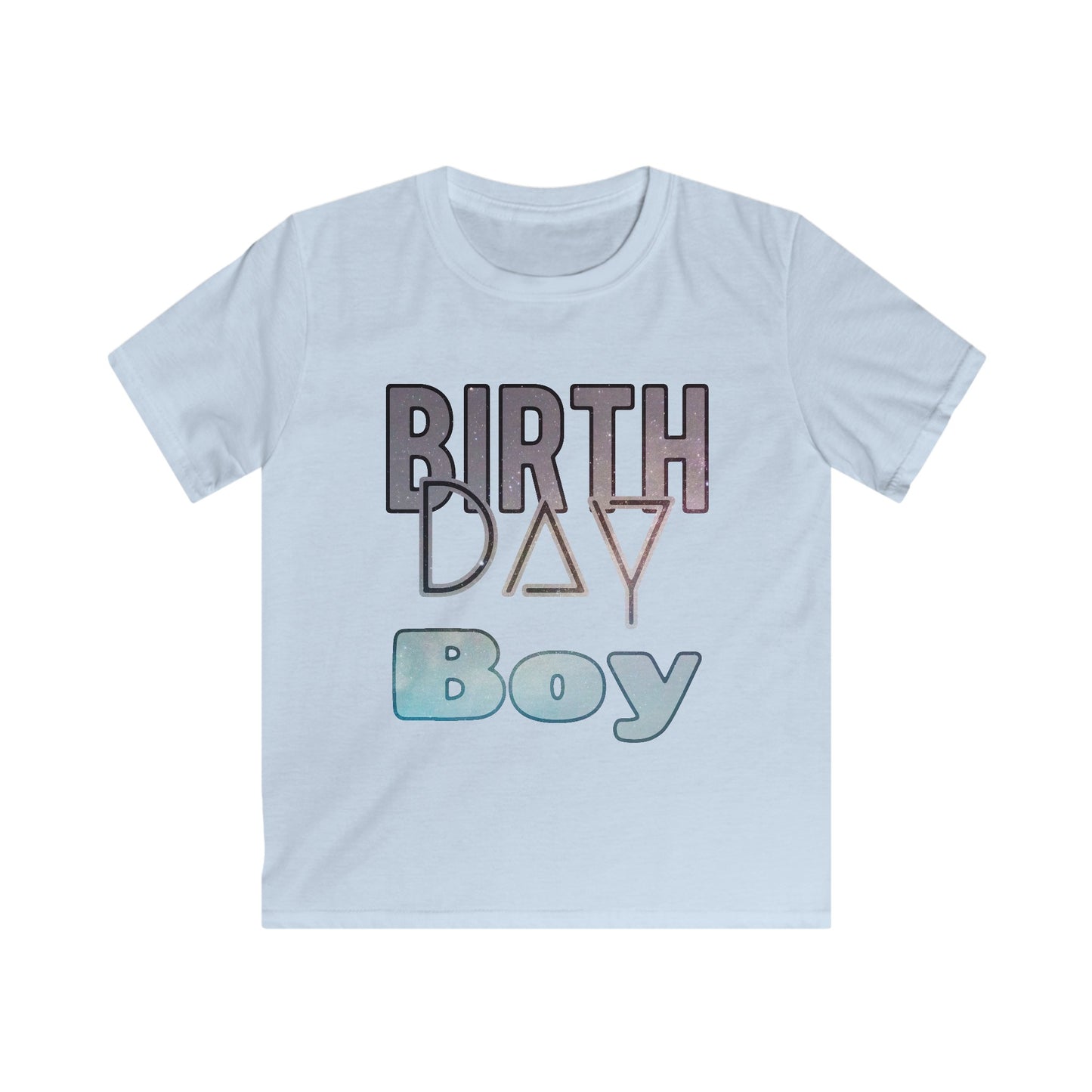 Birthday Boy Dark Night Sky With Stars Kids Softstyle Tee