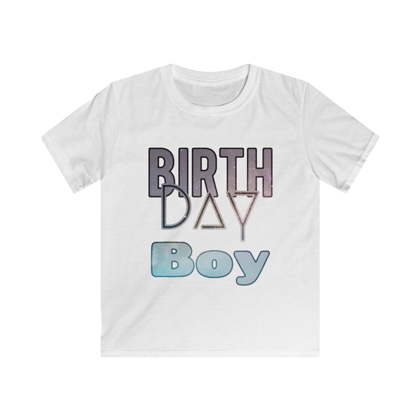 Birthday Boy Dark Night Sky With Stars Kids Softstyle Tee