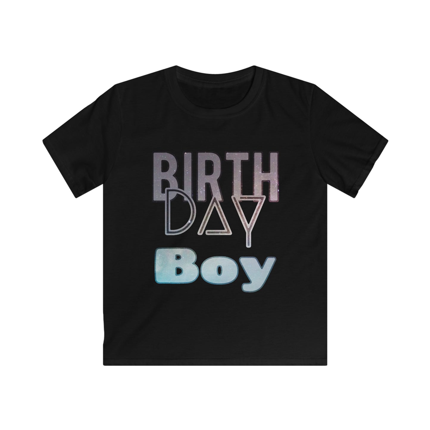 Birthday Boy Dark Night Sky With Stars Kids Softstyle Tee