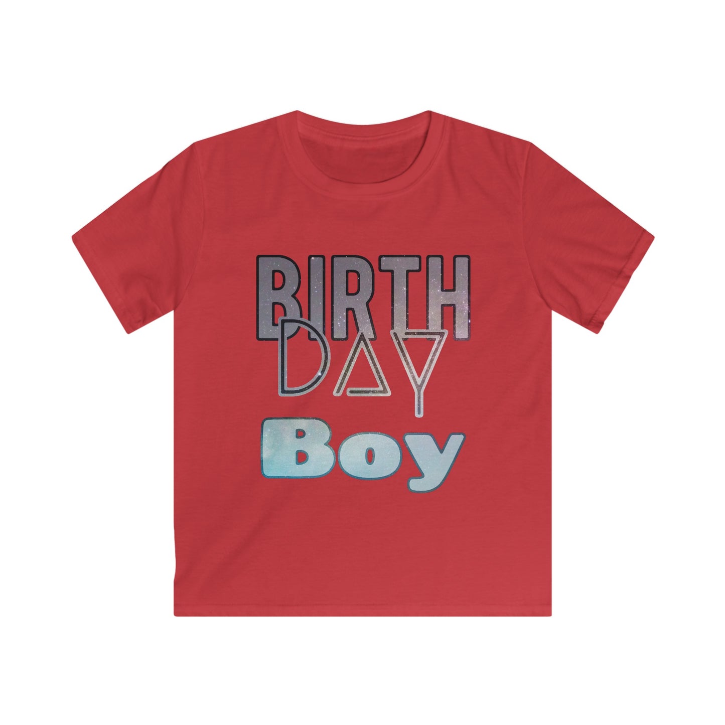 Birthday Boy Dark Night Sky With Stars Kids Softstyle Tee