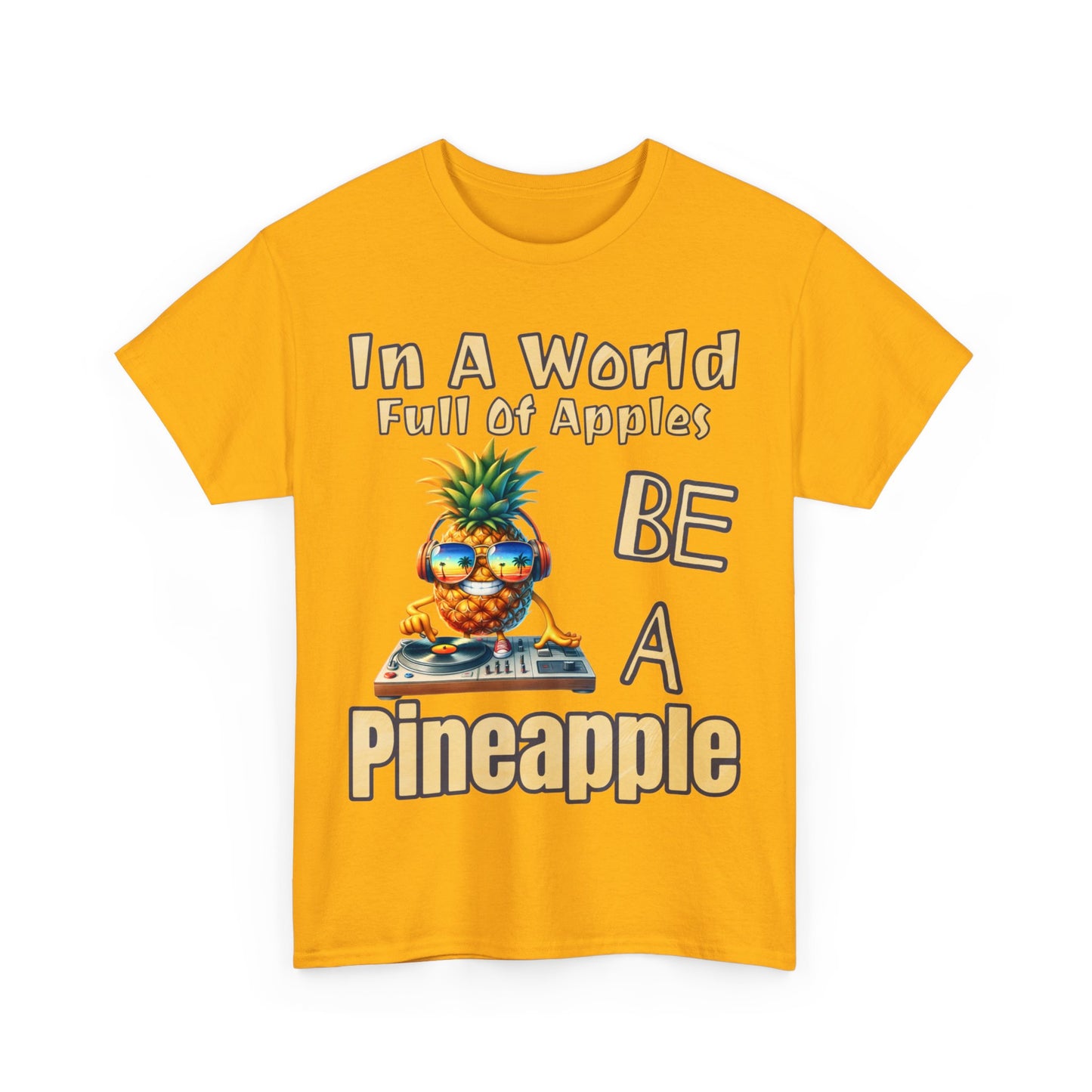 Cool Pineapple DJ Beach Reflection Shades Unisex Heavy Cotton Tee