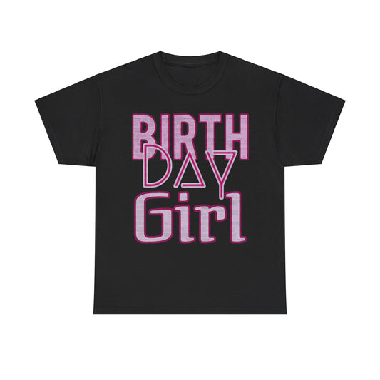 Birthday Girl Pink Brick Wall Grunge Look Unisex Heavy Cotton Tee