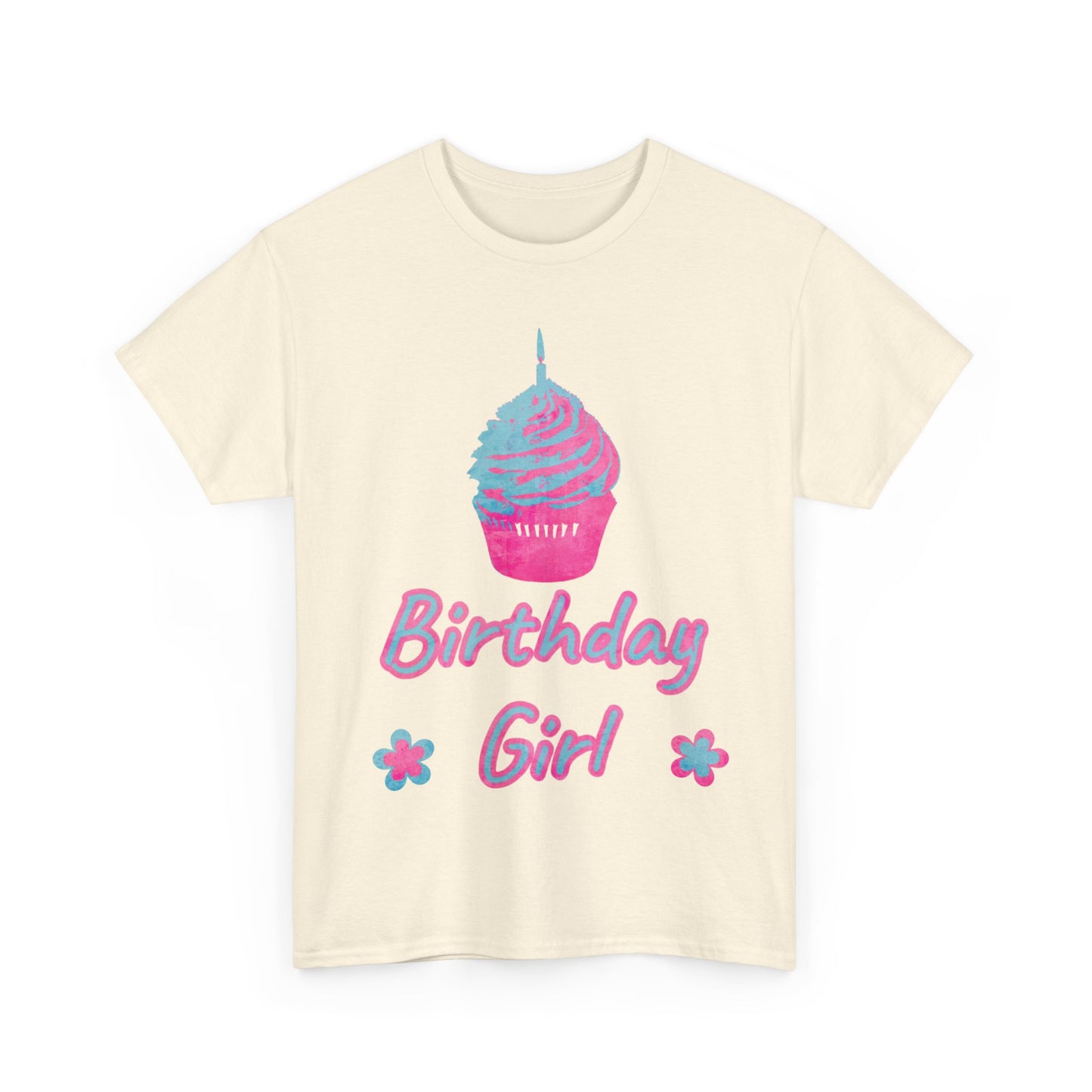 Birthday Girl Blue & Pink Cupcake Unisex Heavy Cotton Tee