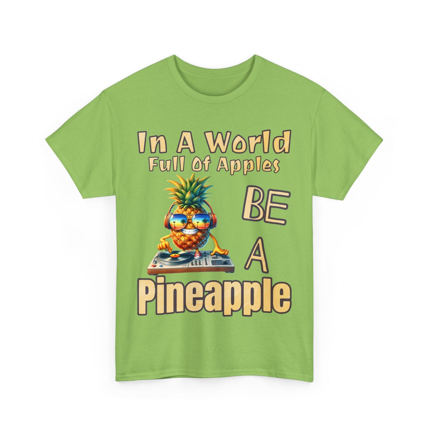 Cool Pineapple DJ Beach Reflection Shades Unisex Heavy Cotton Tee