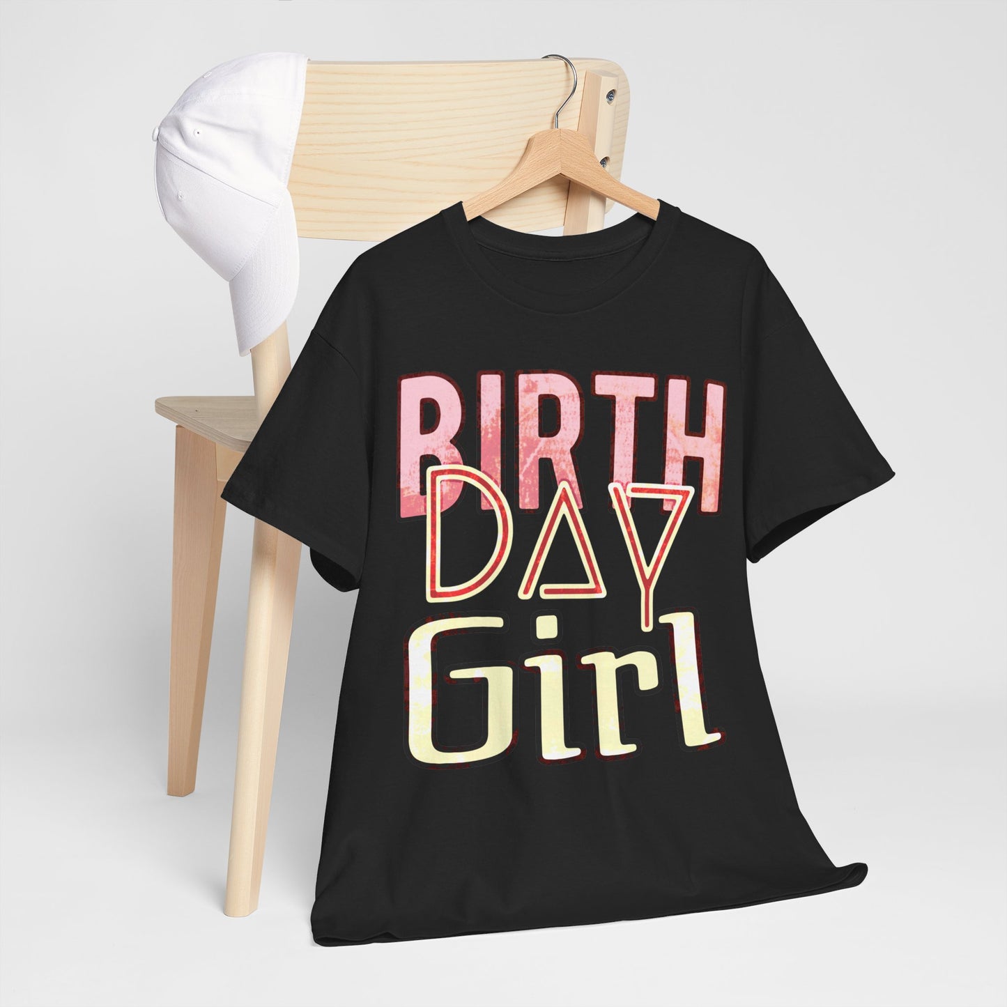 Birthday Girl Pink Washed Grunge Look Unisex Heavy Cotton Tee