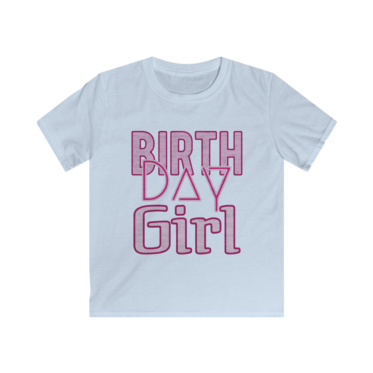 Birthday Girl Pink Wall Grunge Look Kids Softstyle Tee