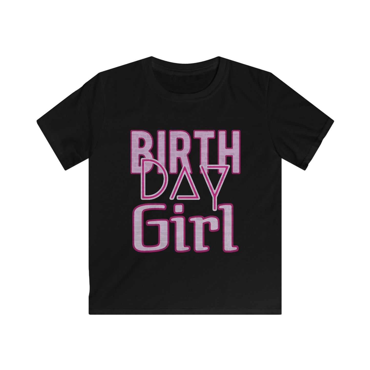 Birthday Girl Pink Wall Grunge Look Kids Softstyle Tee