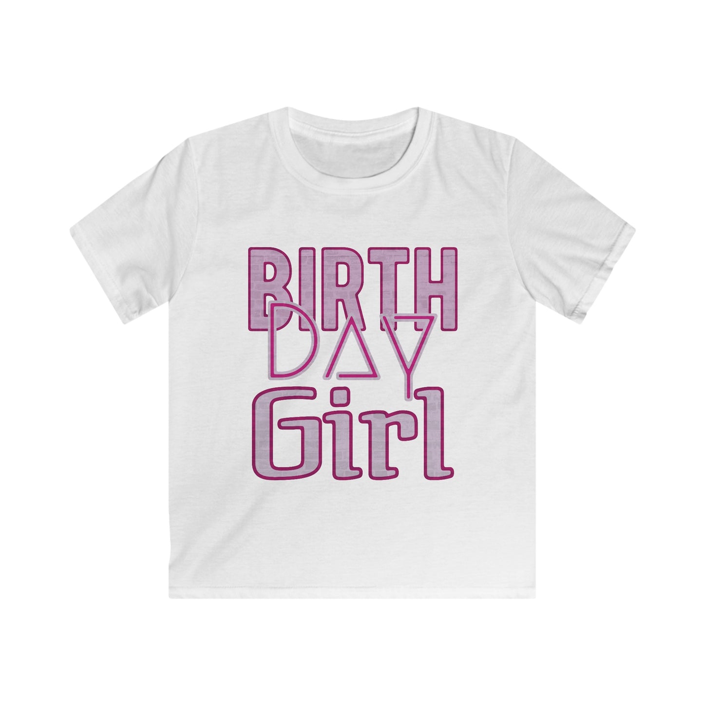 Birthday Girl Pink Wall Grunge Look Kids Softstyle Tee