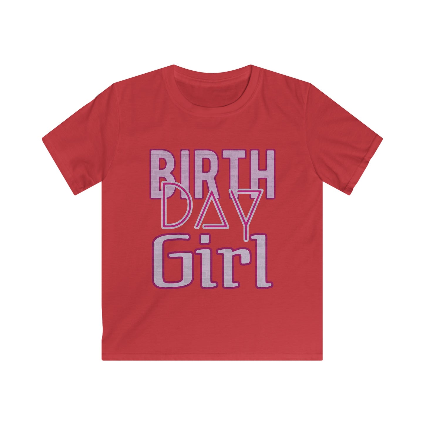 Birthday Girl Pink Wall Grunge Look Kids Softstyle Tee