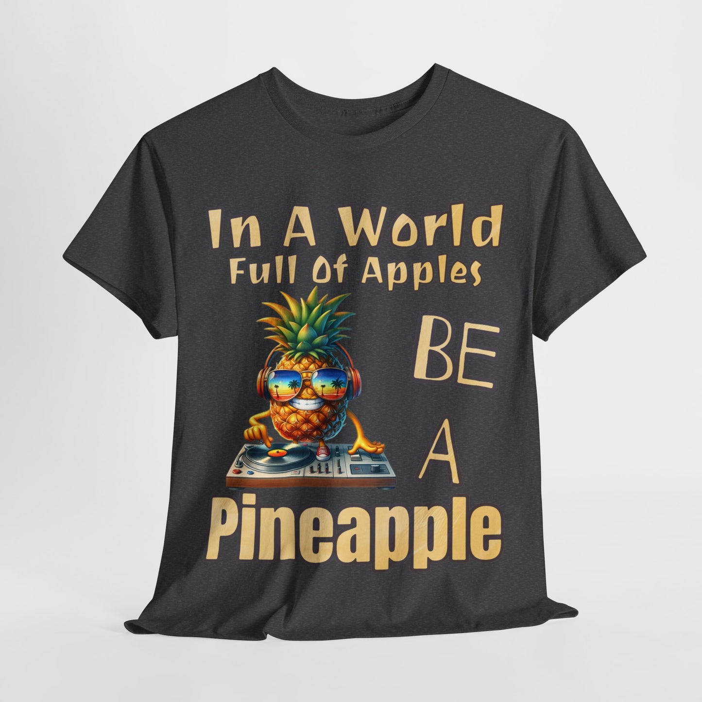 Cool Pineapple DJ Beach Reflection Shades Unisex Heavy Cotton Tee