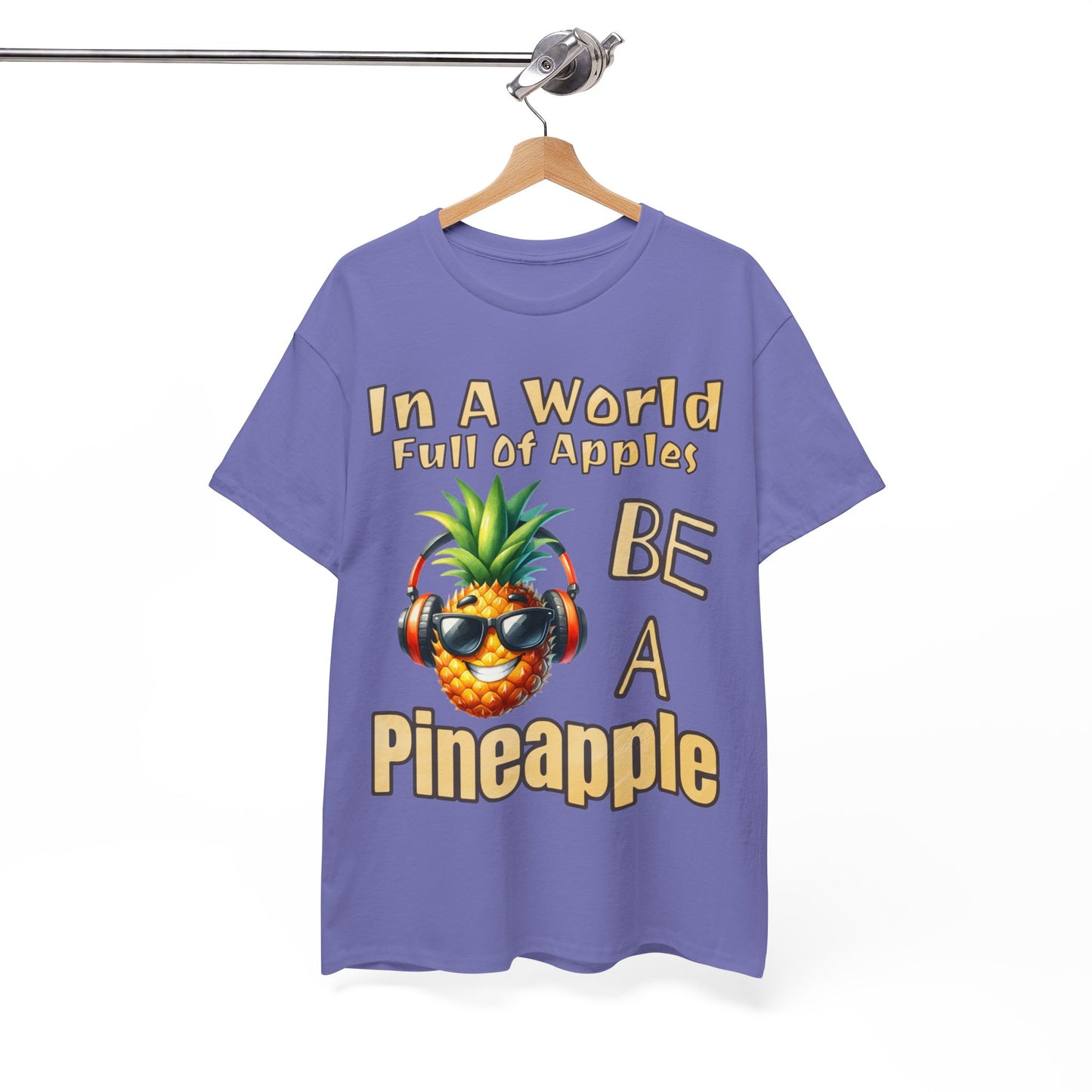 Cool Pineapple Music Headphones Unisex Heavy Cotton Tee