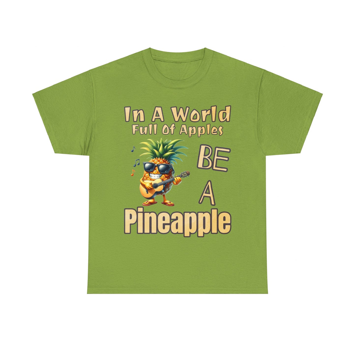 Cool Pineapple Playing Guitar Unisex Heavy Cotton Tee