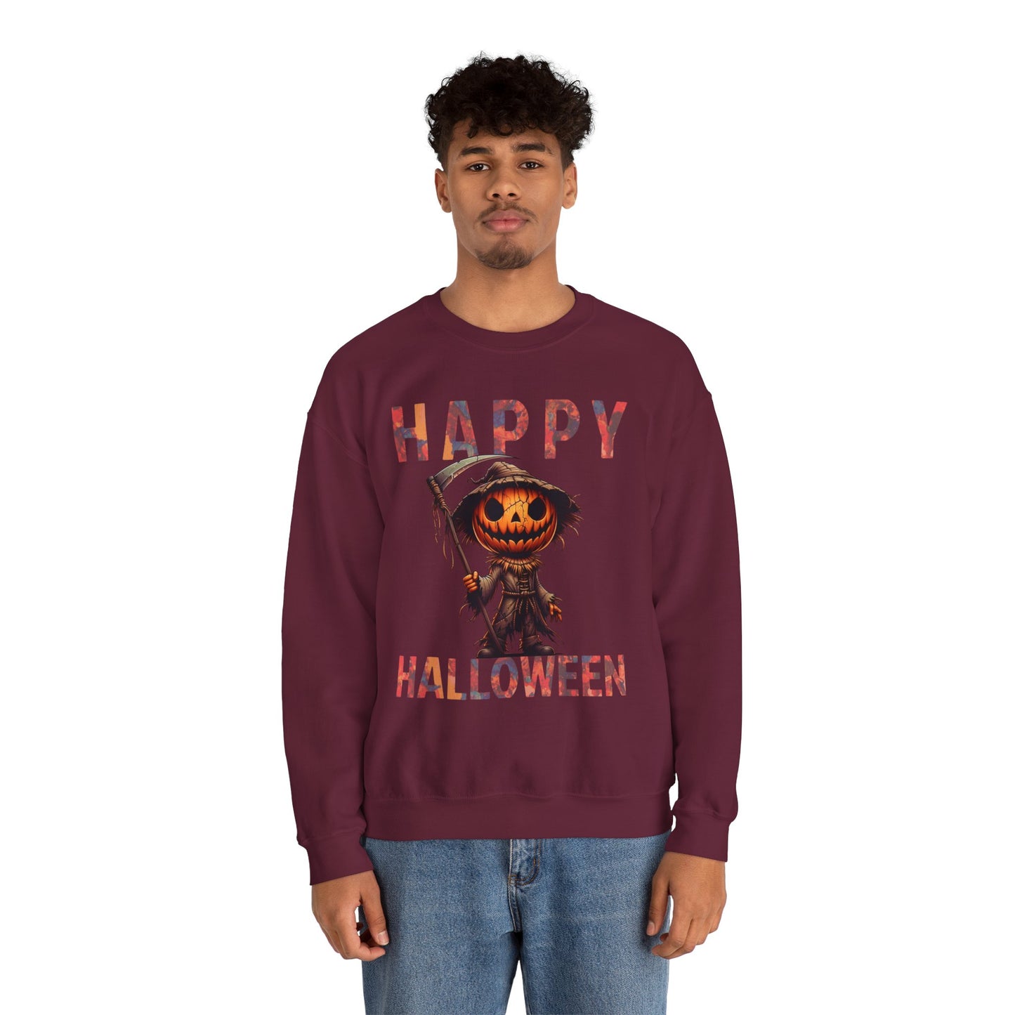 Pumpkin Grim Reaper Scary Creepy Happy Halloween Sweatshirt