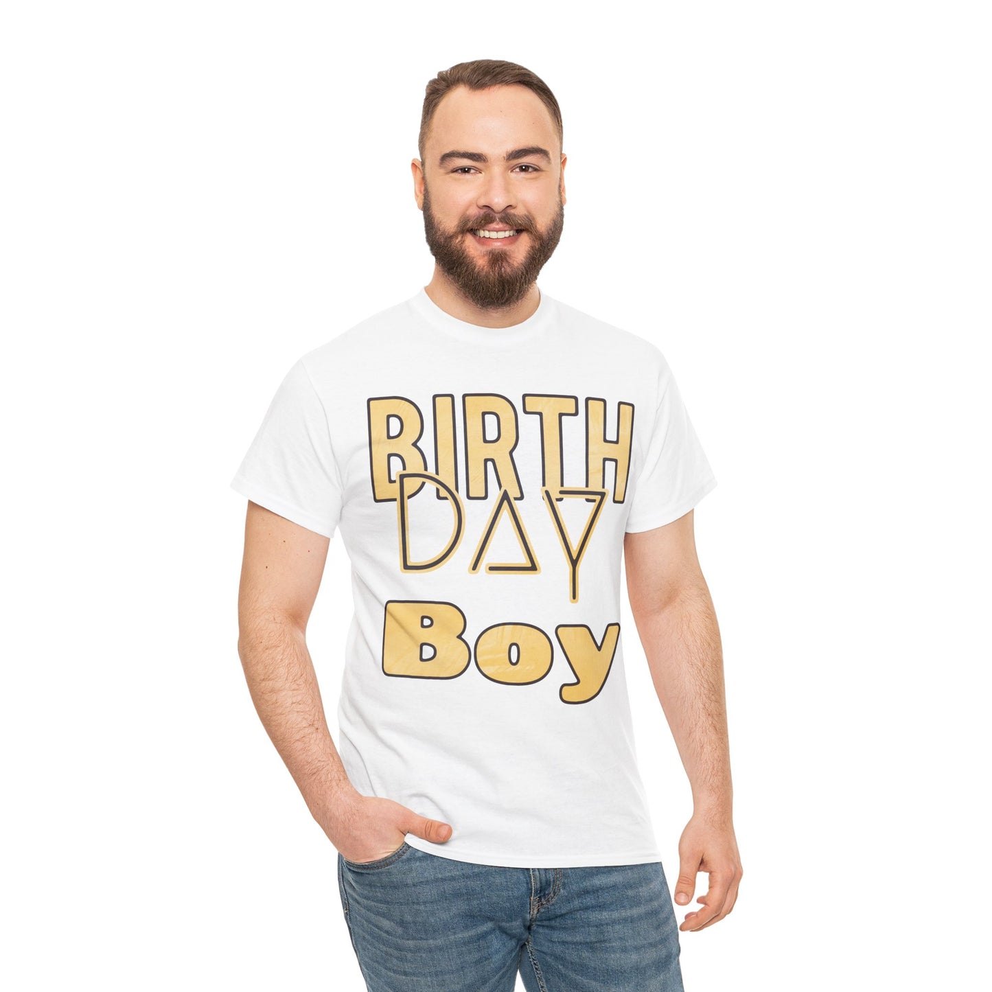 Birthday Boy Gold Washed Look Unisex Heavy Cotton Tee