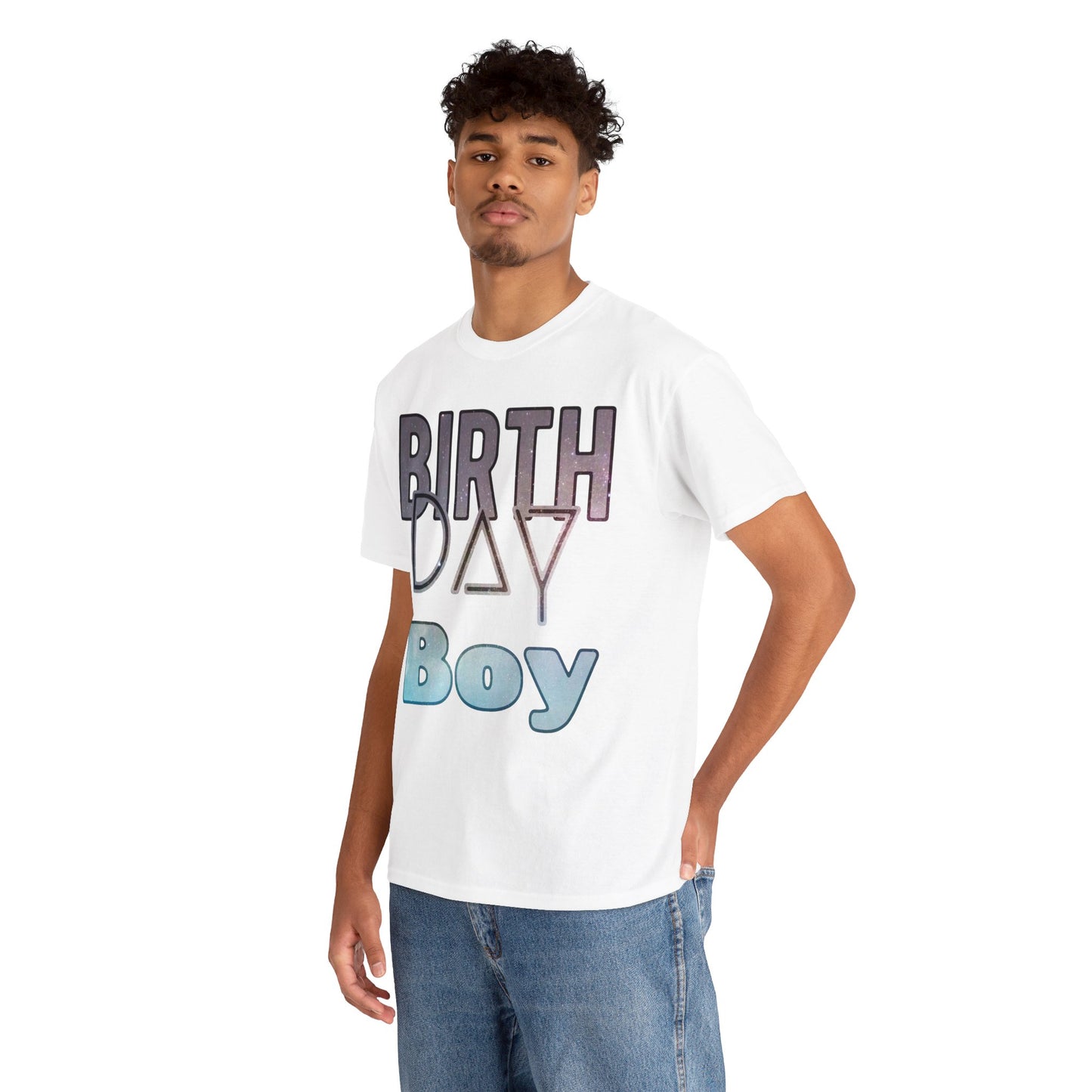 Birthday Boy Stars In Dark Sky Unisex Heavy Cotton Tee