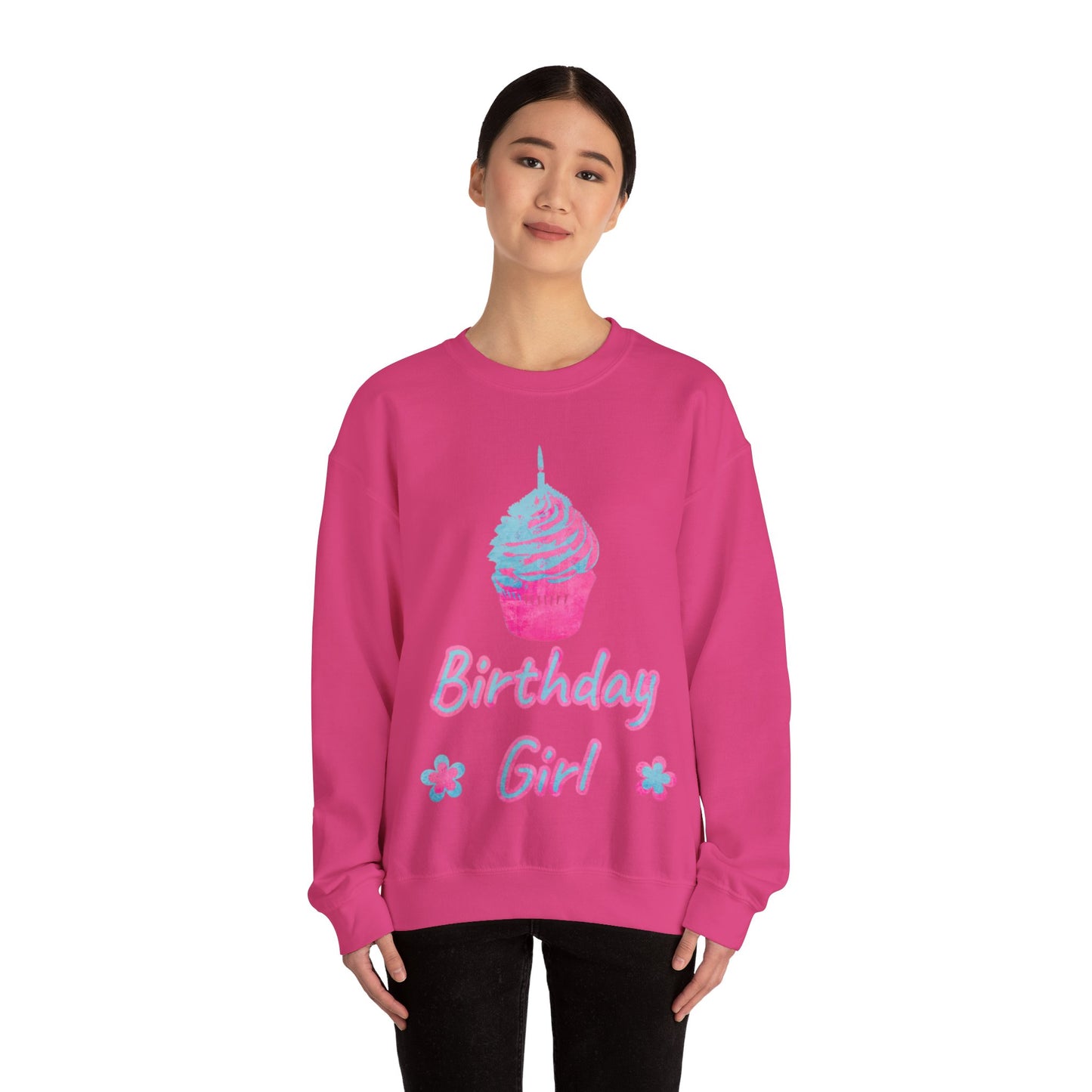 Birthday Girl Blue and Pink Unisex Heavy Blend™ Crewneck Sweatshirt