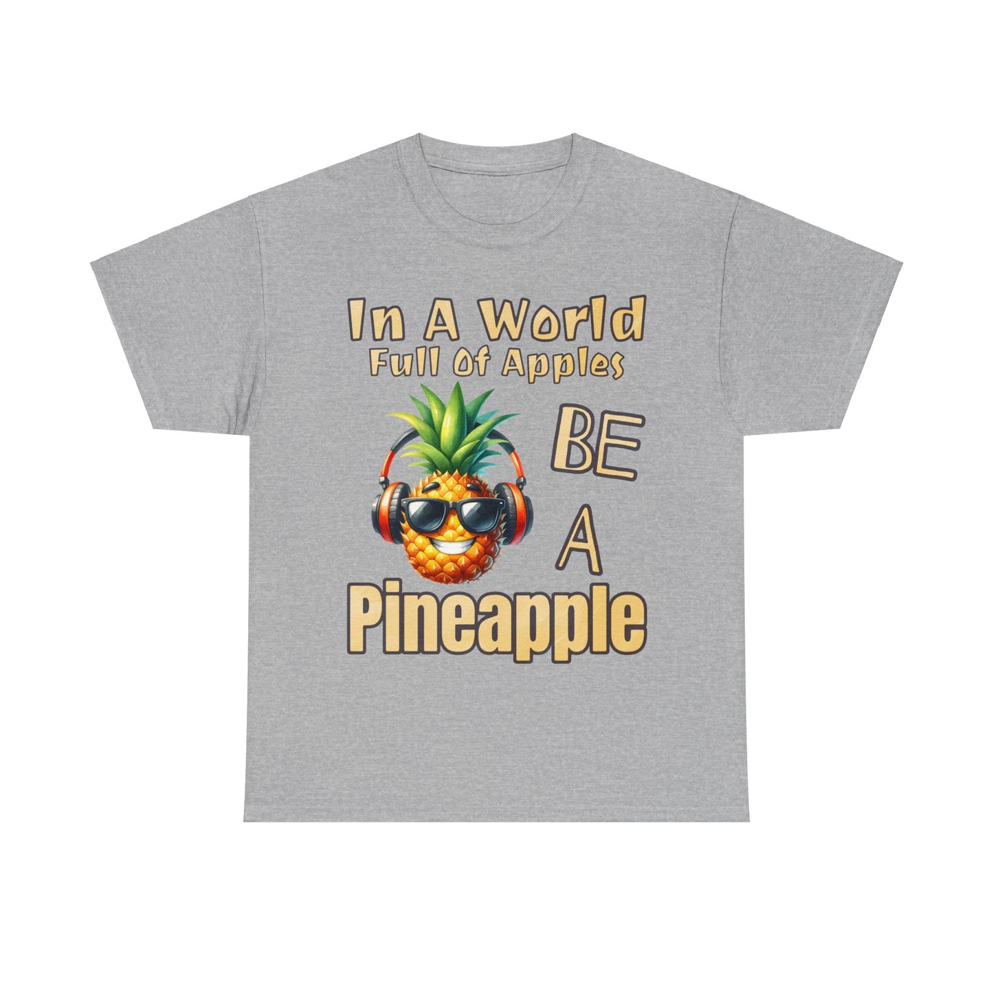 Cool Pineapple Music Headphones Unisex Heavy Cotton Tee