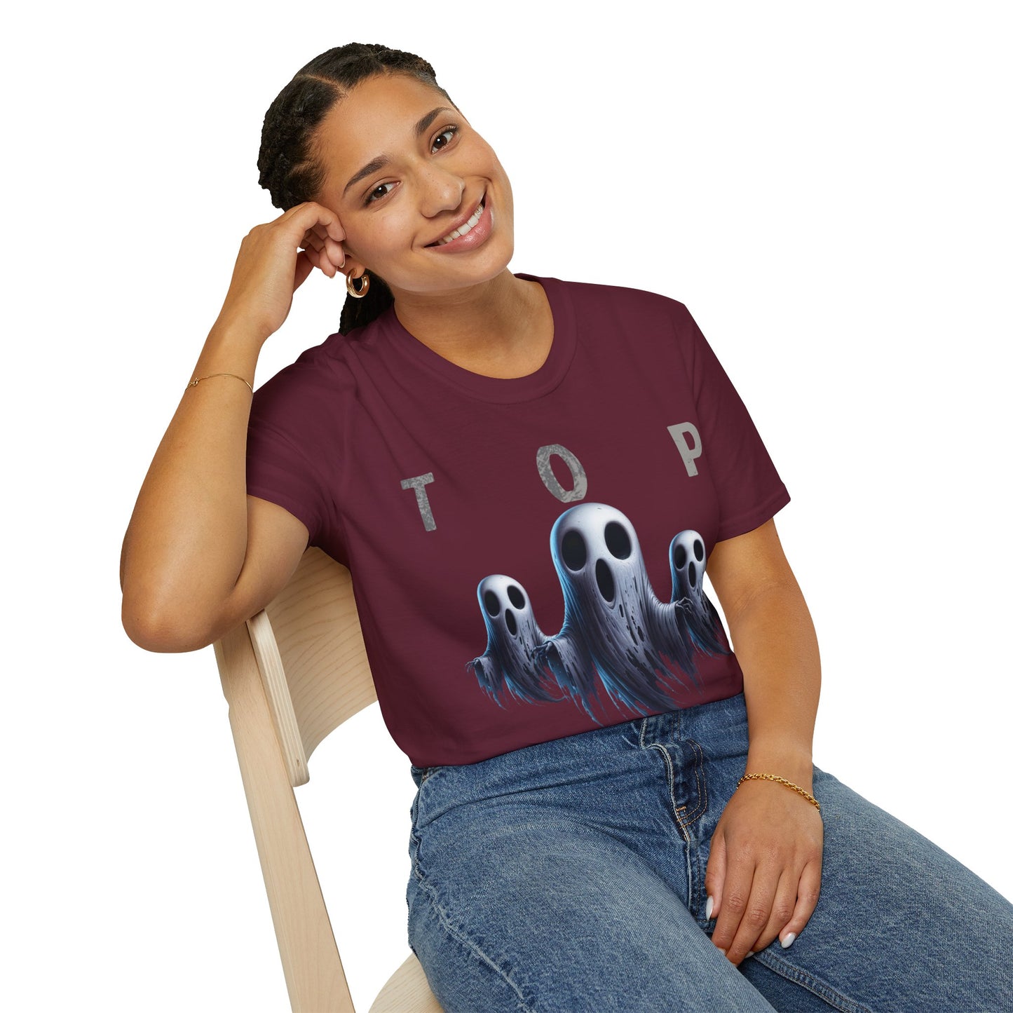 Top Ghoster Ghoul Spirit Scary Creepy Festive Happy Halloween T-Shirt