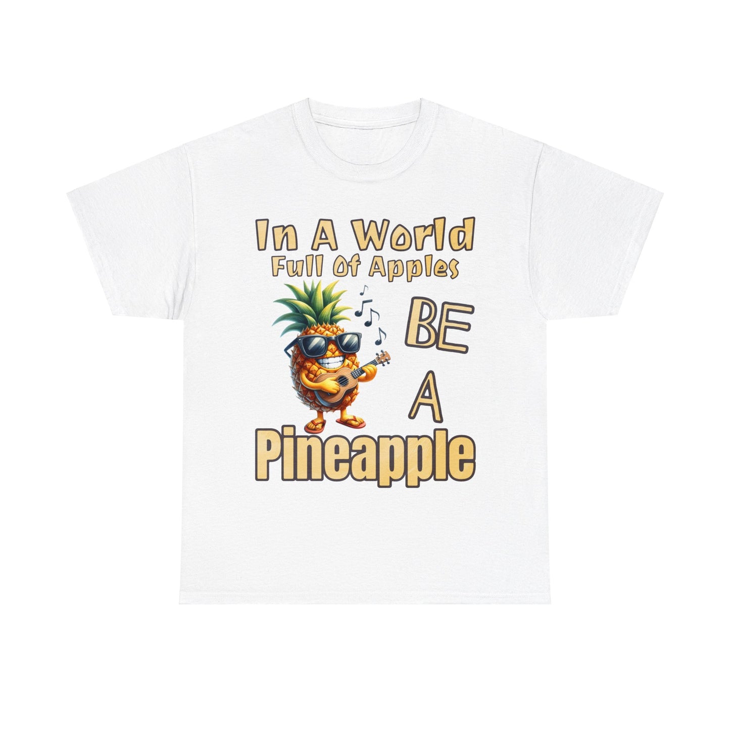 Cool Pineapple Guitar Music Design Unisex Heavy Cotton Tee