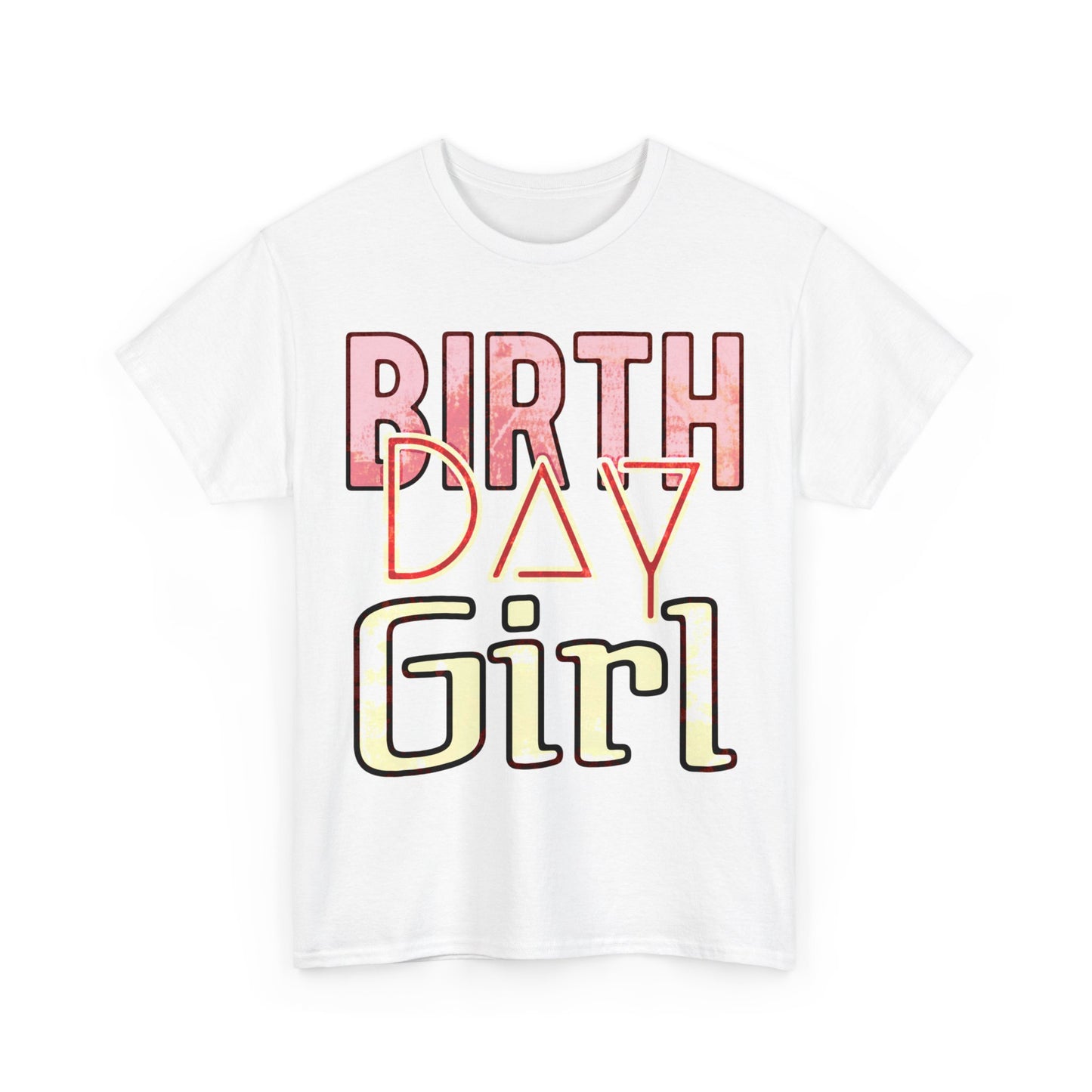 Birthday Girl Pink Washed Grunge Look Unisex Heavy Cotton Tee