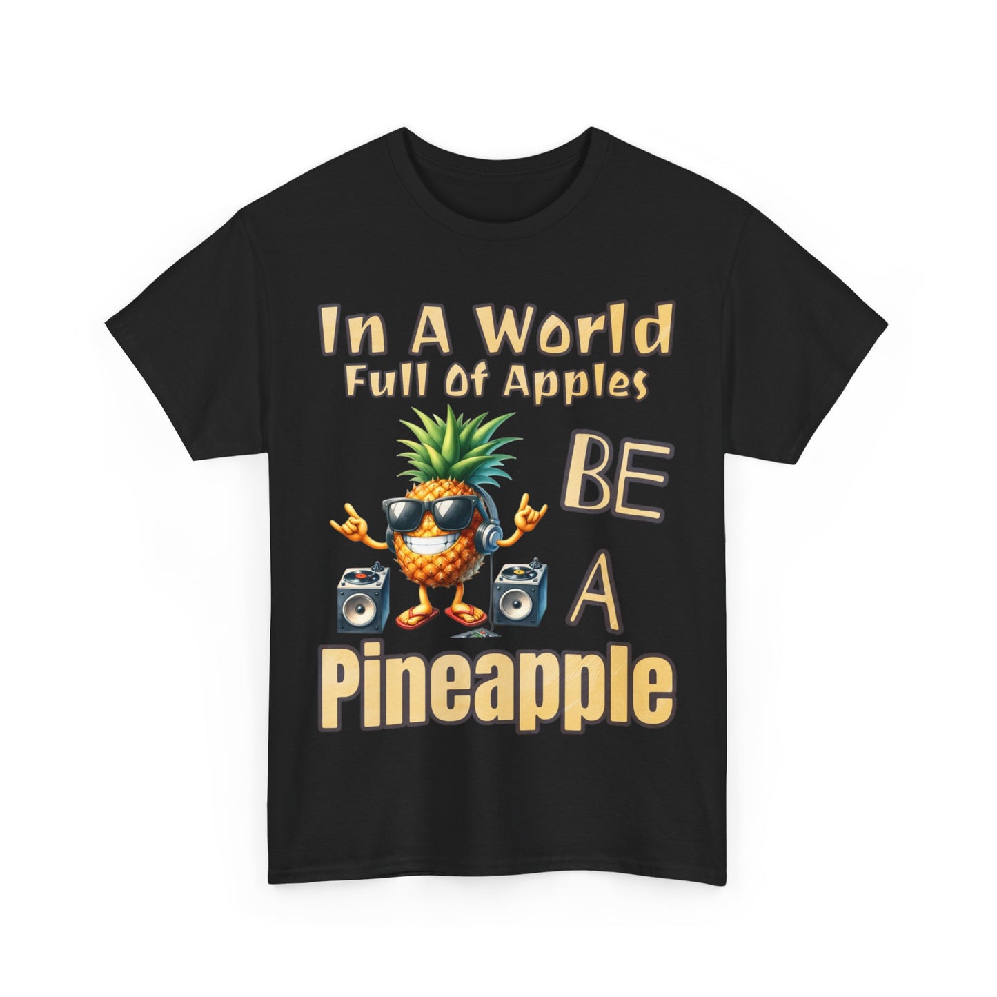 Cool Pineapple With Music & Speakers Unisex Heavy Cotton Tee