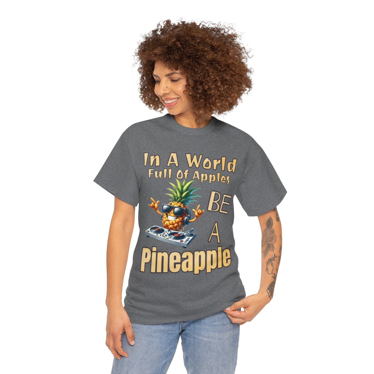 Cool Pineapple DJ Music Decks Unisex Heavy Cotton Tee