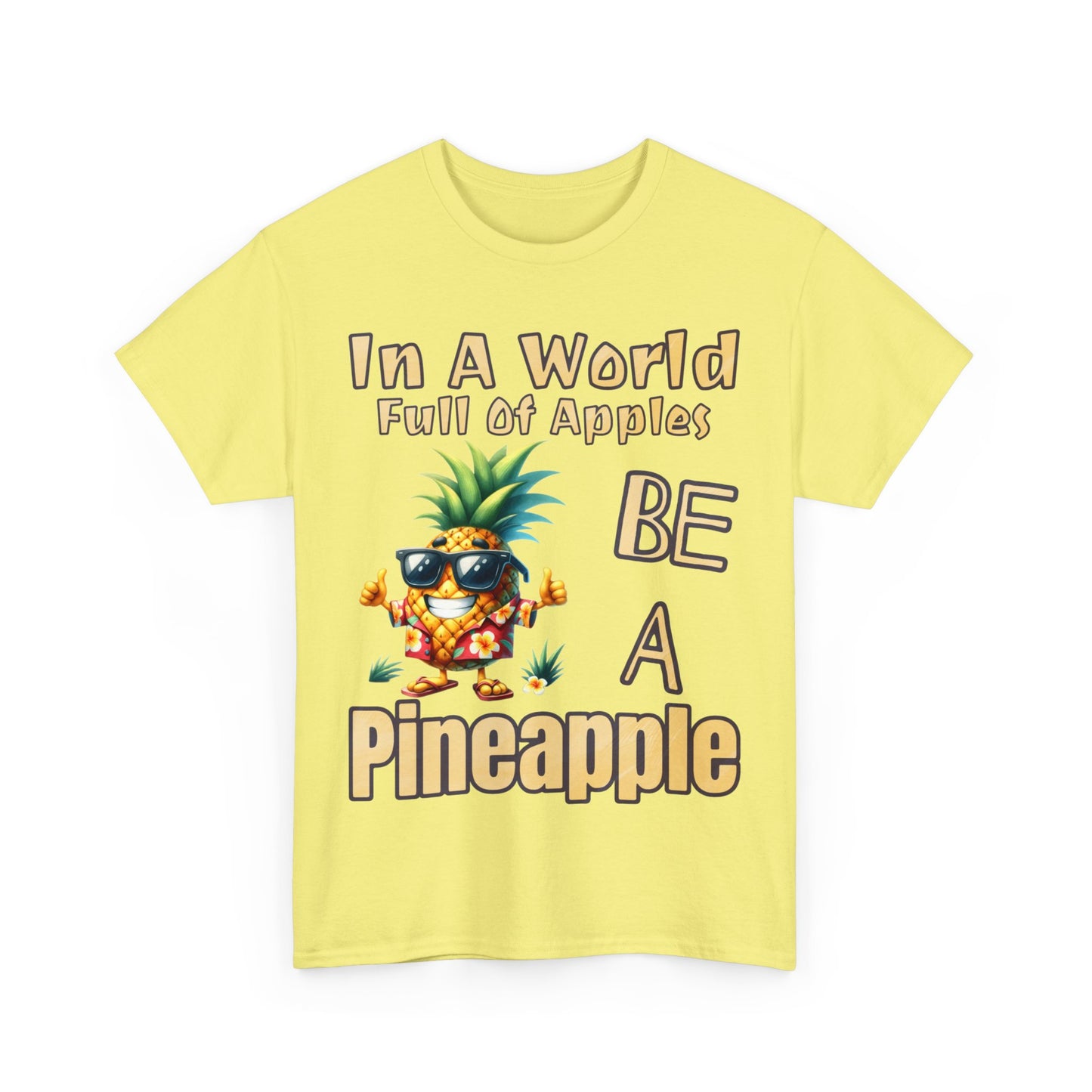 Cool Pineapple With Flower Shirt Unisex Heavy Cotton Tee