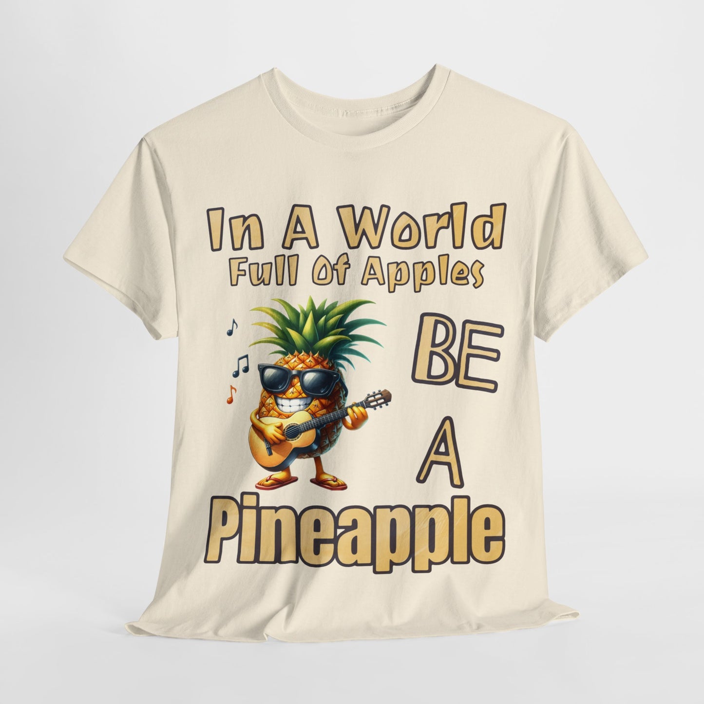 Cool Pineapple Playing Guitar Unisex Heavy Cotton Tee