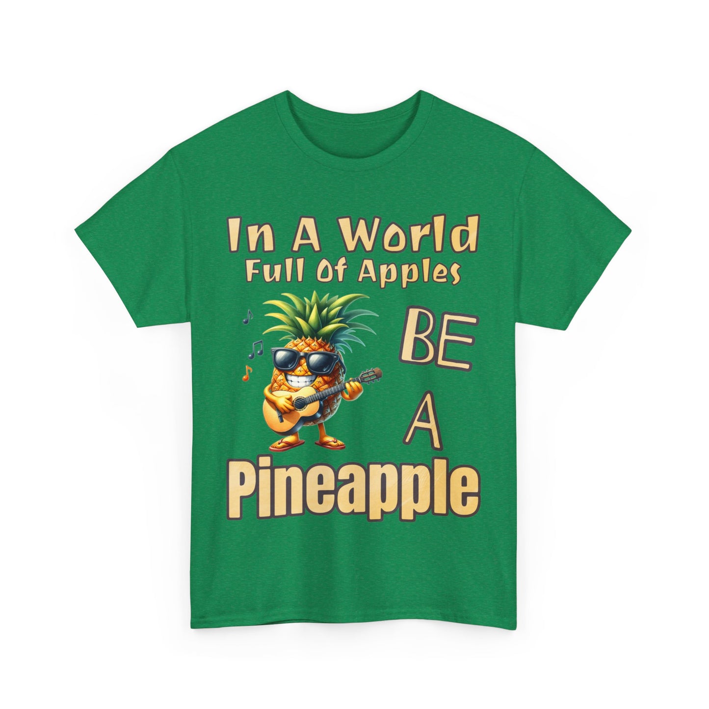 Cool Pineapple Playing Guitar Unisex Heavy Cotton Tee