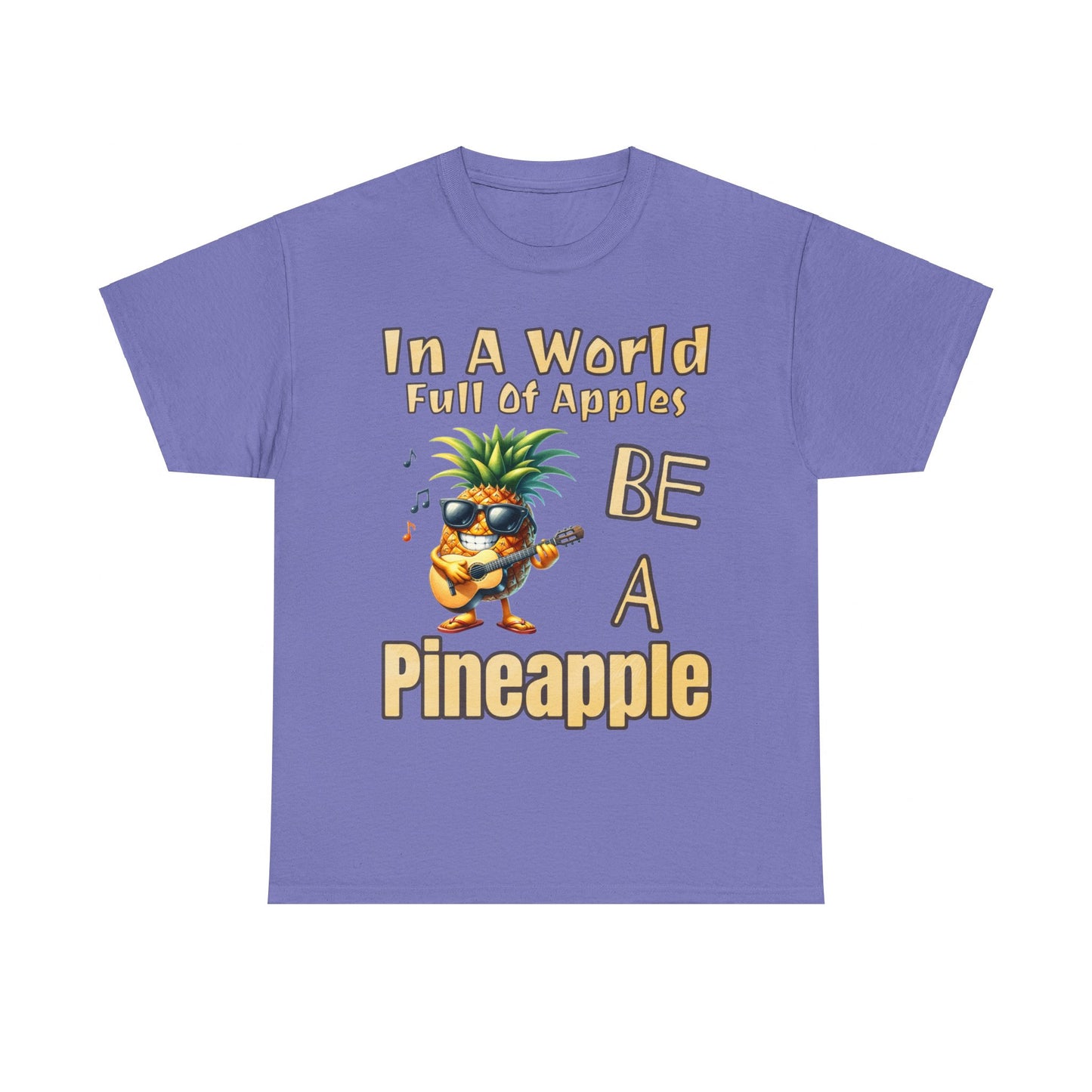 Cool Pineapple Playing Guitar Unisex Heavy Cotton Tee