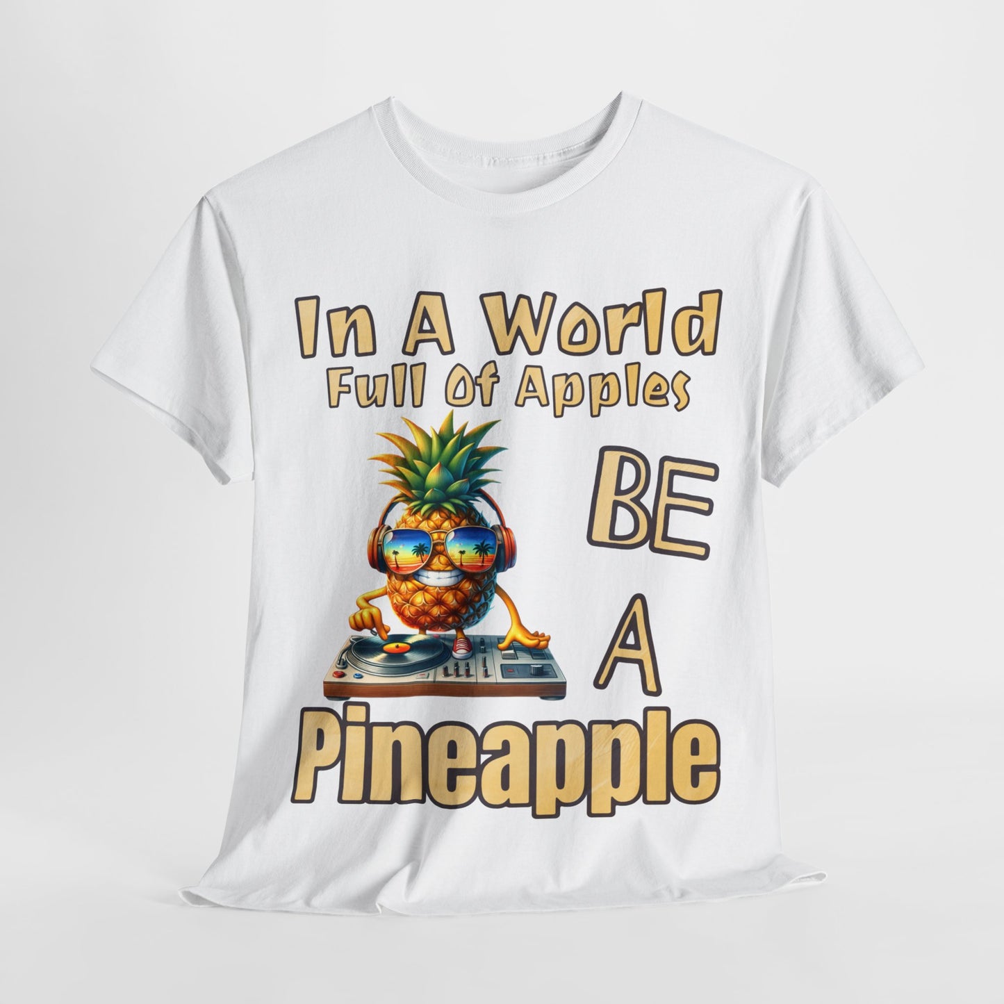 Cool Pineapple DJ Beach Reflection Shades Unisex Heavy Cotton Tee