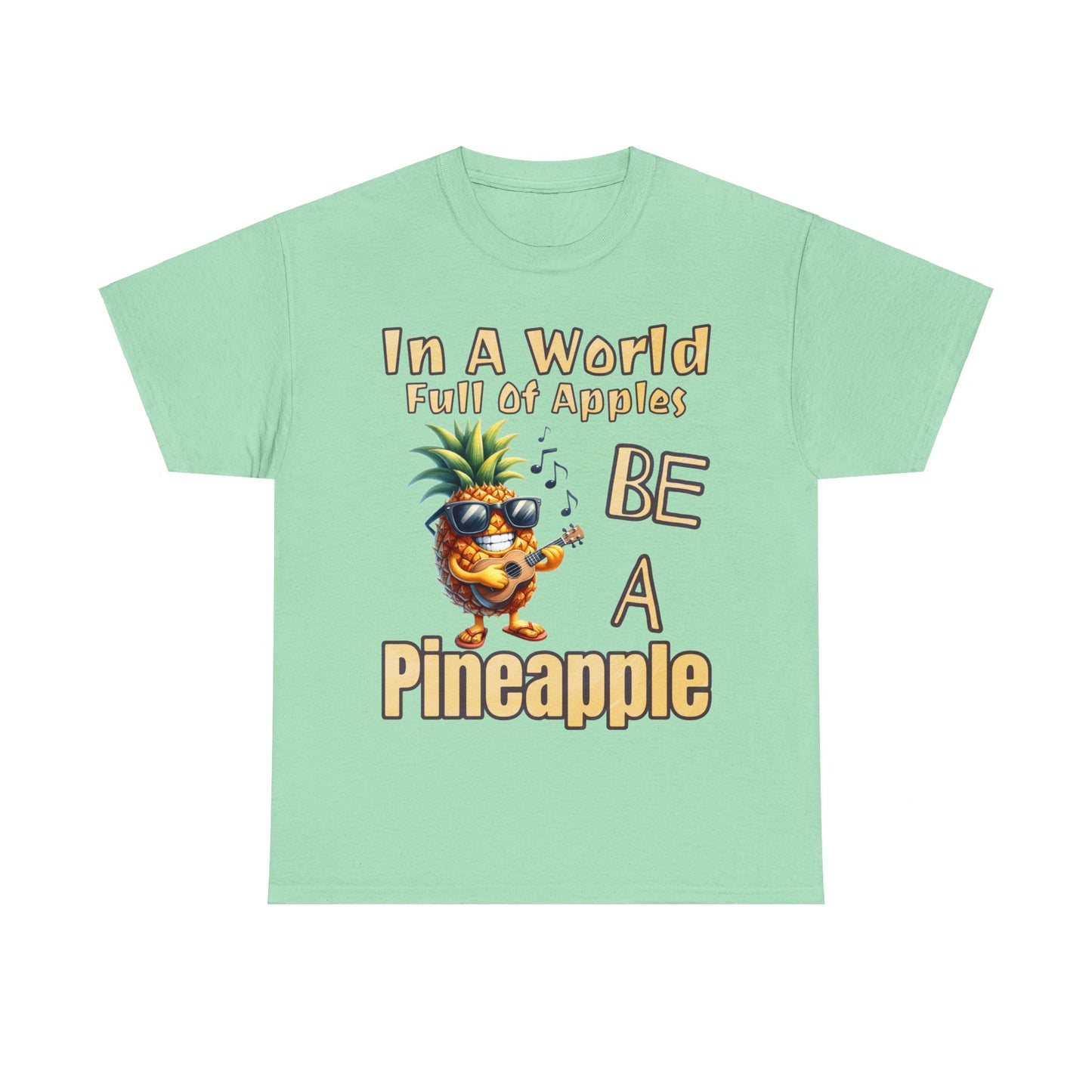 Cool Pineapple Guitar Music Design Unisex Heavy Cotton Tee