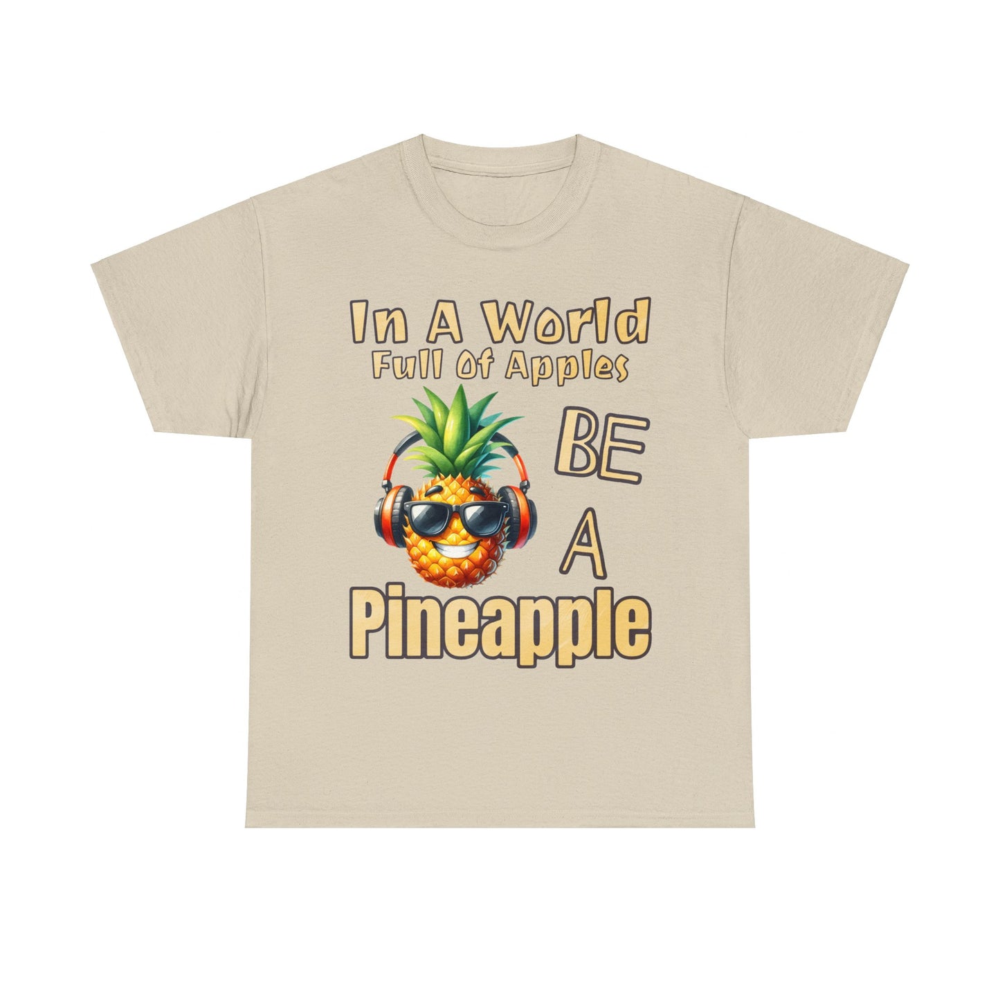 Cool Pineapple Music Headphones Unisex Heavy Cotton Tee