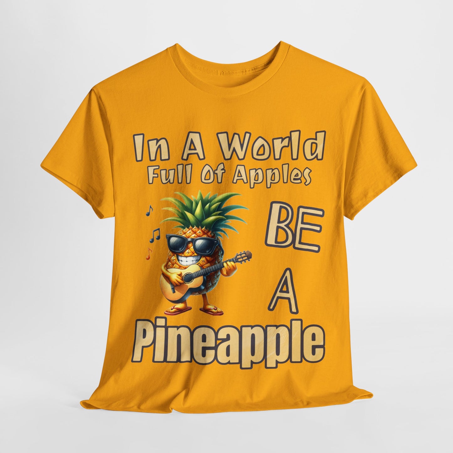 Cool Pineapple Playing Guitar Unisex Heavy Cotton Tee