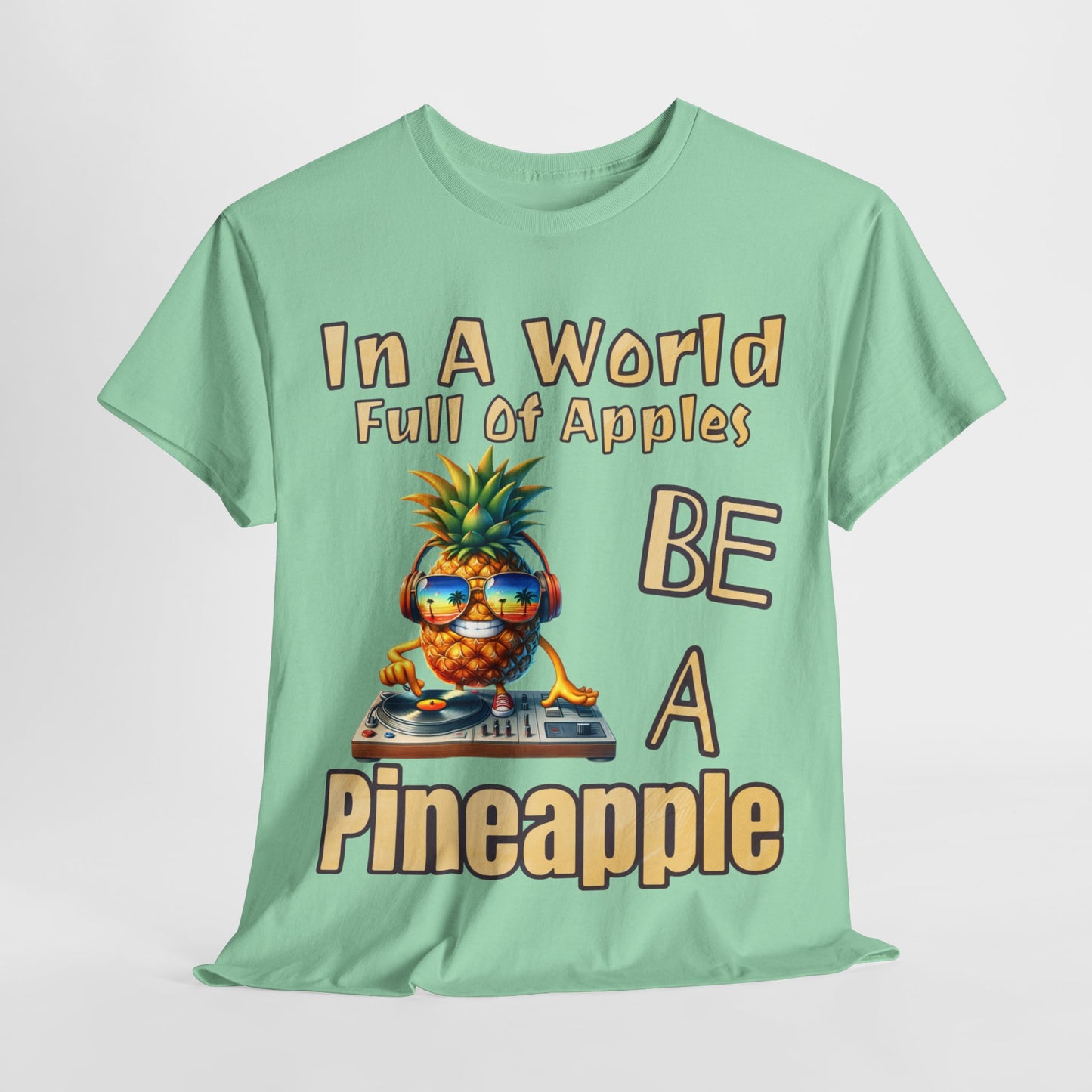 Cool Pineapple DJ Beach Reflection Shades Unisex Heavy Cotton Tee