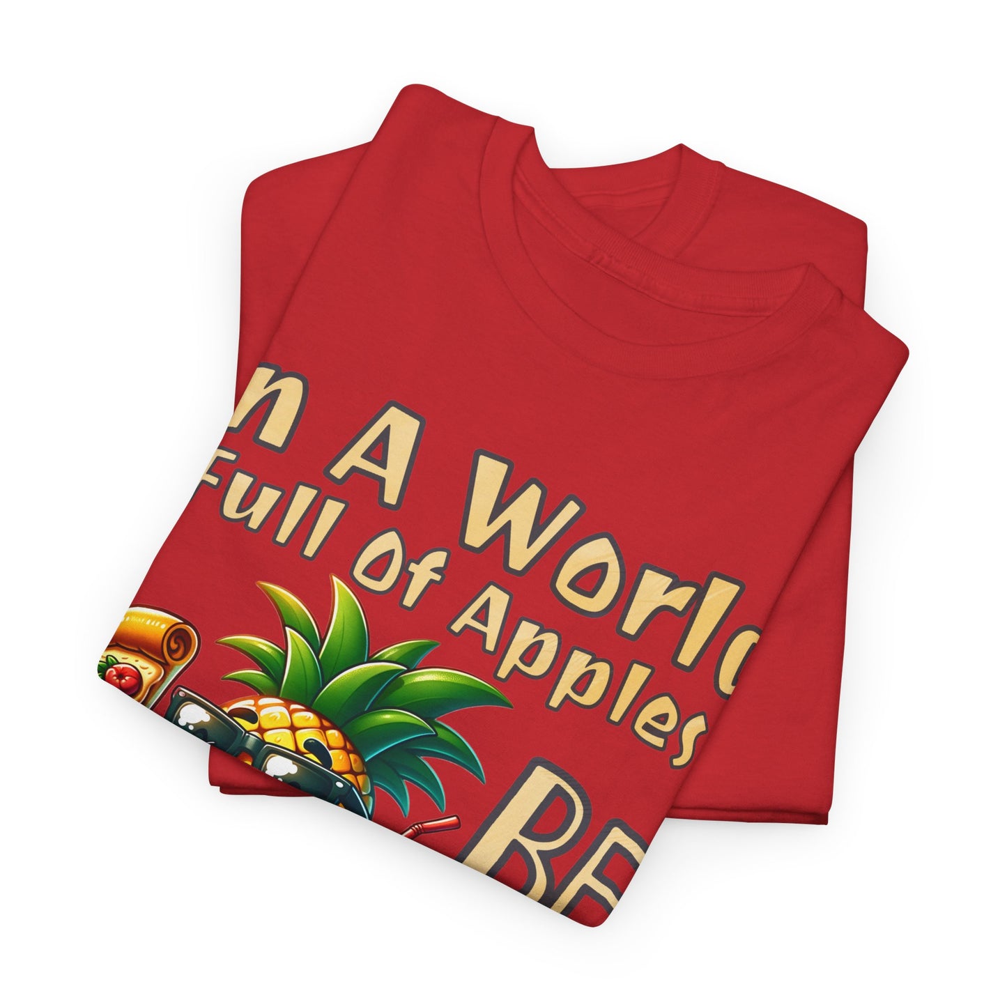 Cool Pineapple With Pizza Slice & Cocktail Unisex Heavy Cotton Tee