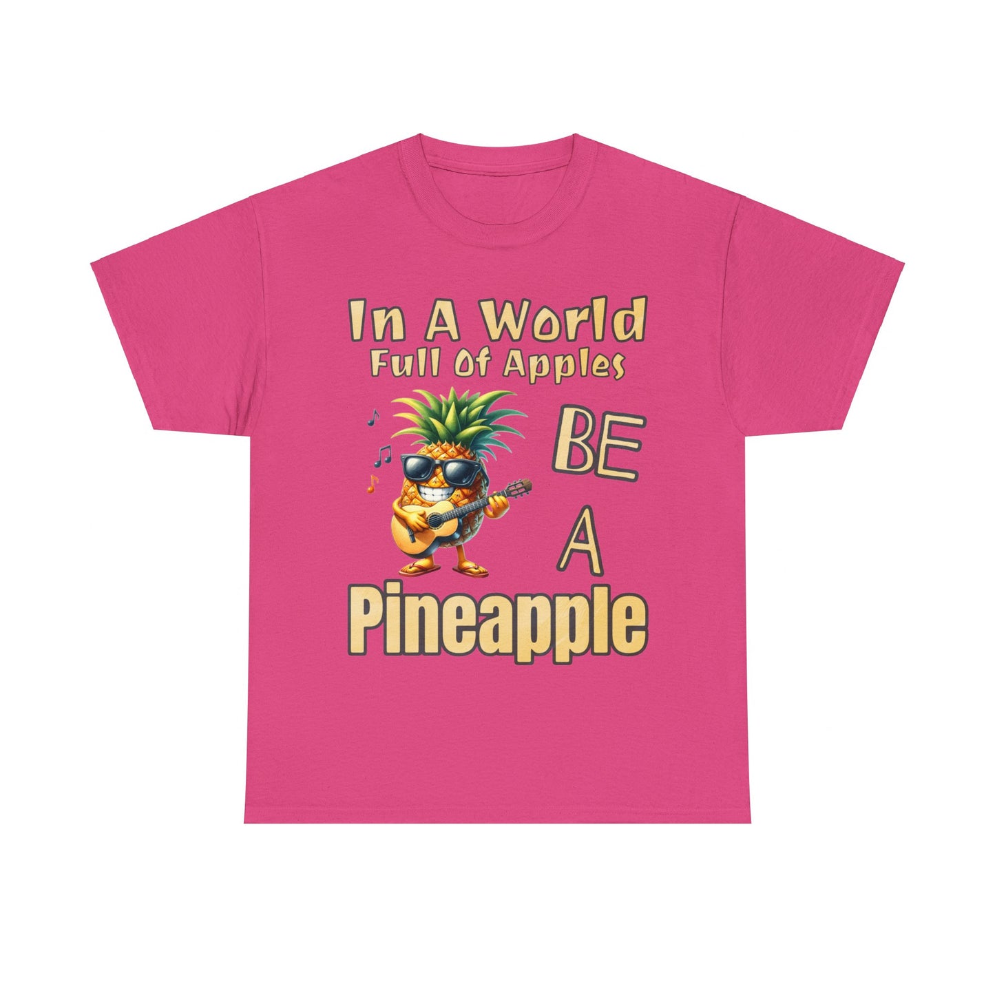 Cool Pineapple Playing Guitar Unisex Heavy Cotton Tee