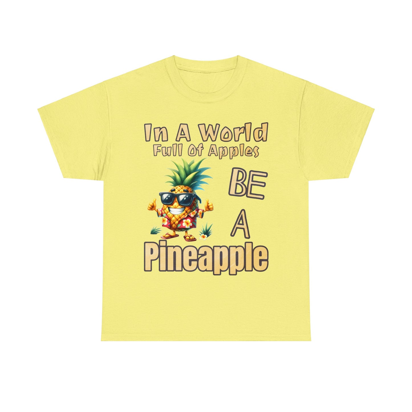 Cool Pineapple With Flower Shirt Unisex Heavy Cotton Tee