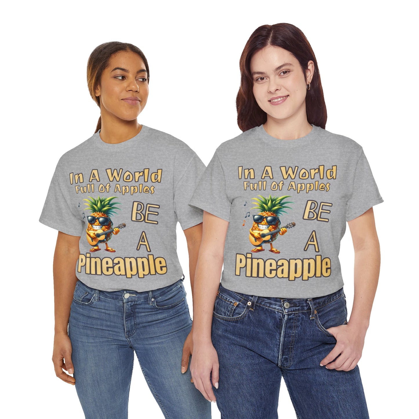 Cool Pineapple Playing Guitar Unisex Heavy Cotton Tee