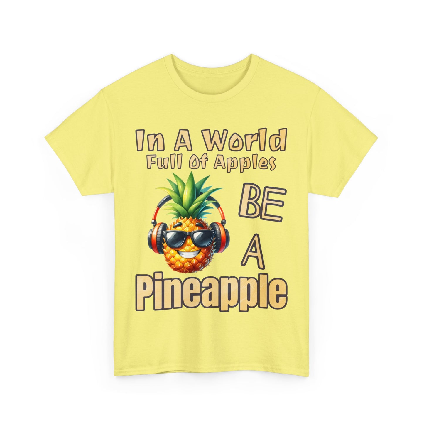 Cool Pineapple Music Headphones Unisex Heavy Cotton Tee