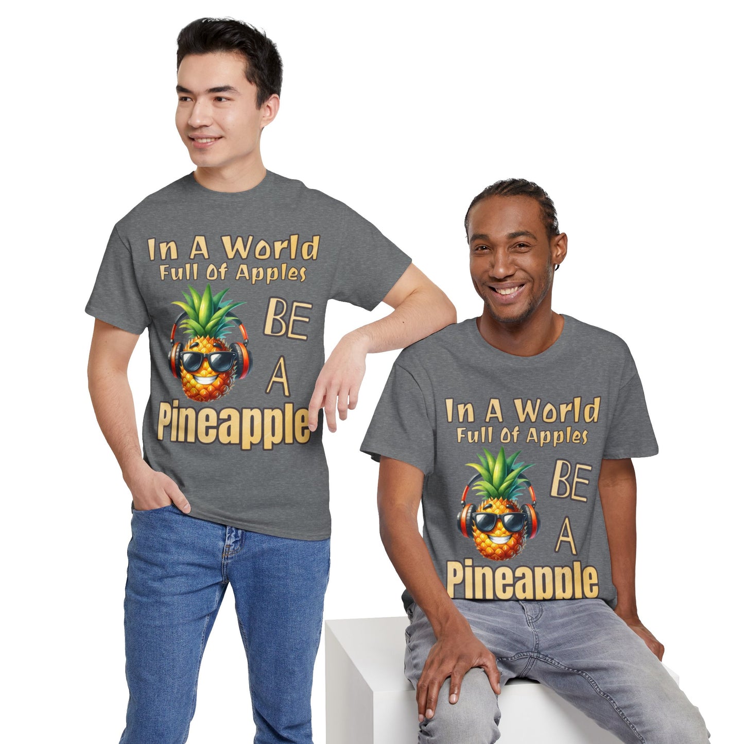 Cool Pineapple Music Headphones Unisex Heavy Cotton Tee