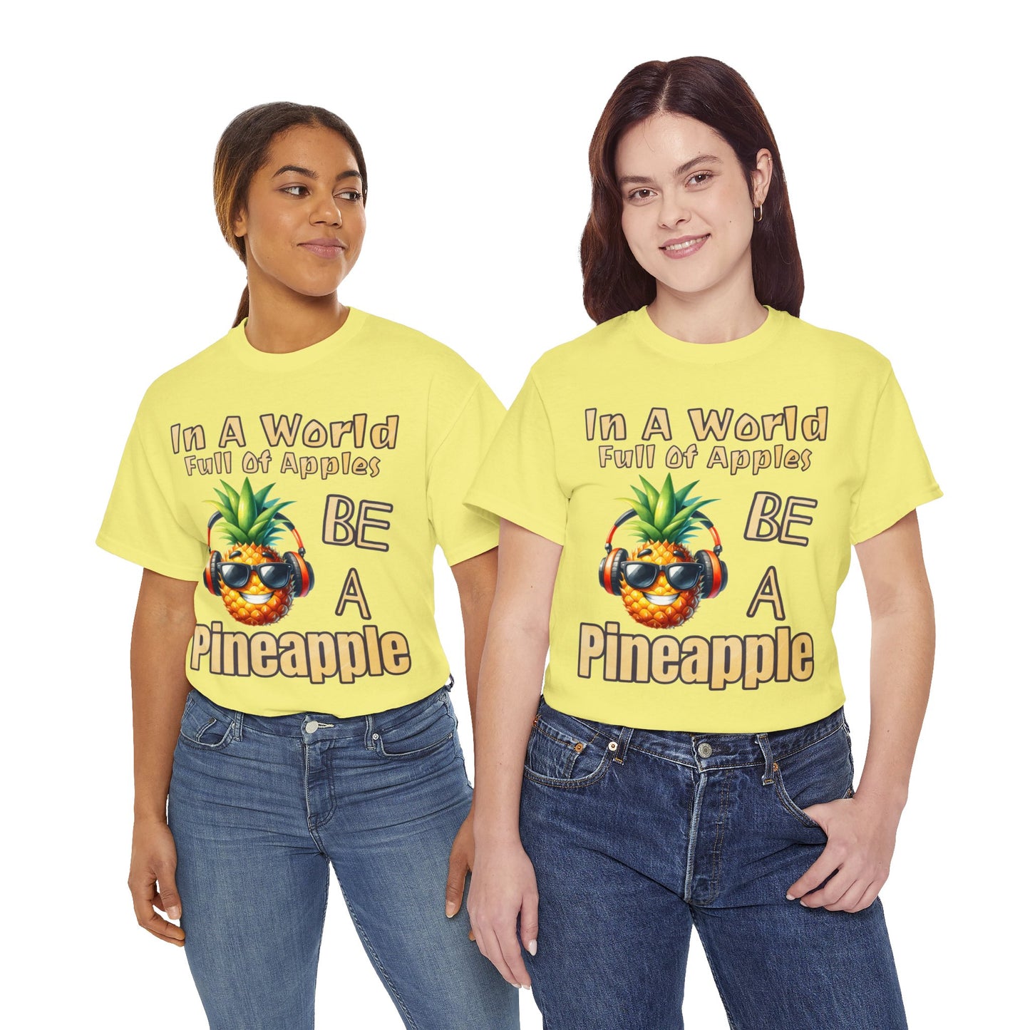 Cool Pineapple Music Headphones Unisex Heavy Cotton Tee