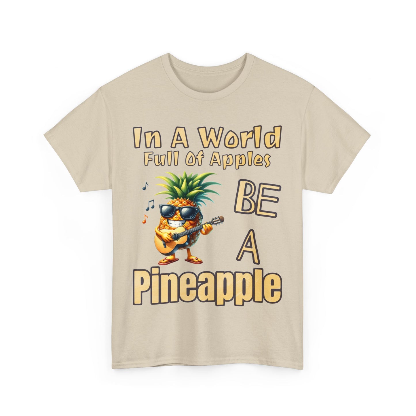 Cool Pineapple Playing Guitar Unisex Heavy Cotton Tee