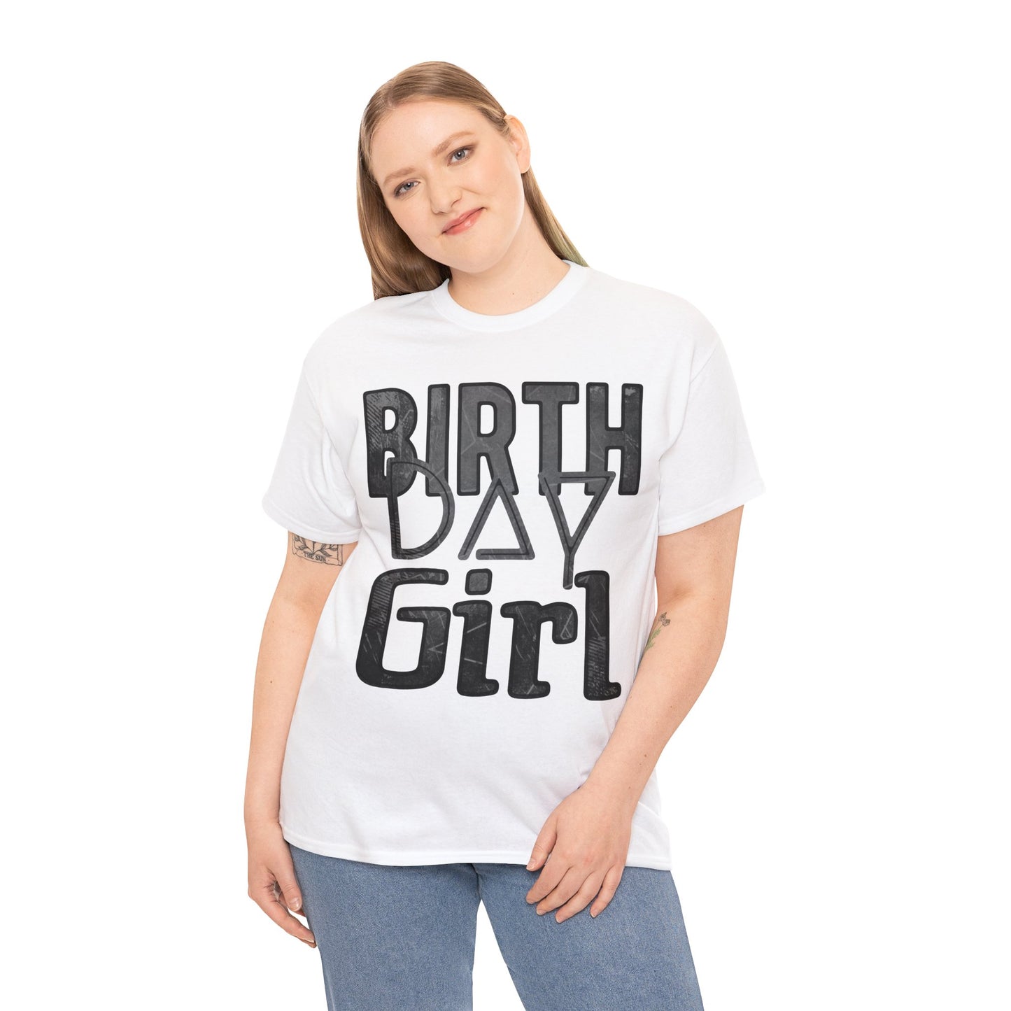 Birthday Girl Dark Grey Grunge Look Unisex Heavy Cotton Tee