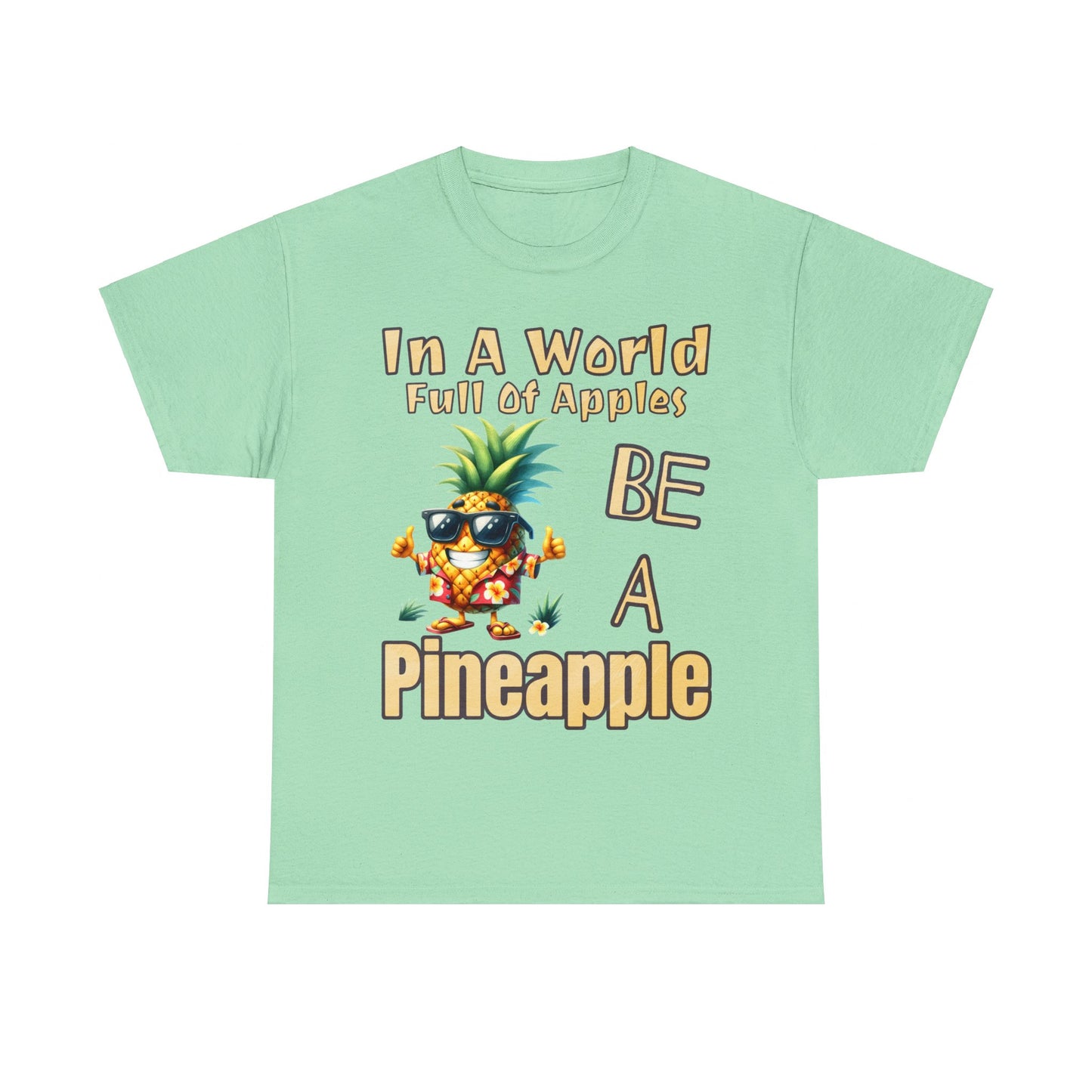 Cool Pineapple With Flower Shirt Unisex Heavy Cotton Tee