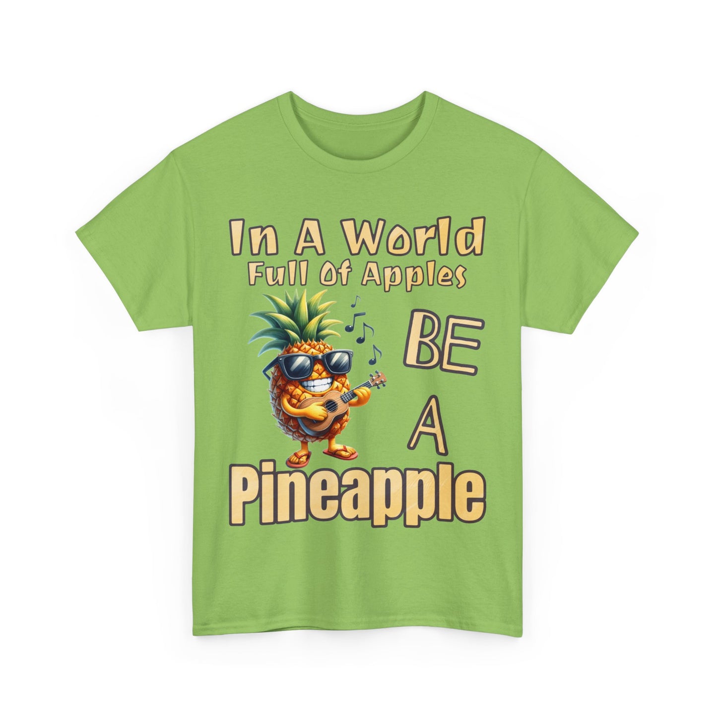 Cool Pineapple Guitar Music Design Unisex Heavy Cotton Tee