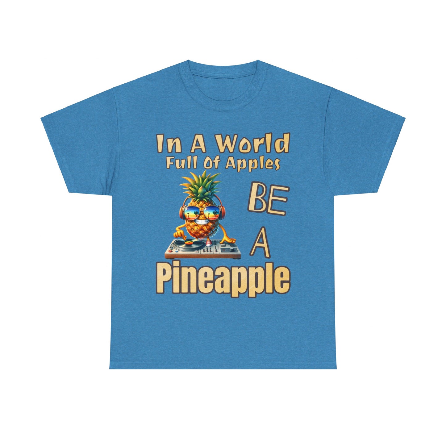 Cool Pineapple DJ Beach Reflection Shades Unisex Heavy Cotton Tee