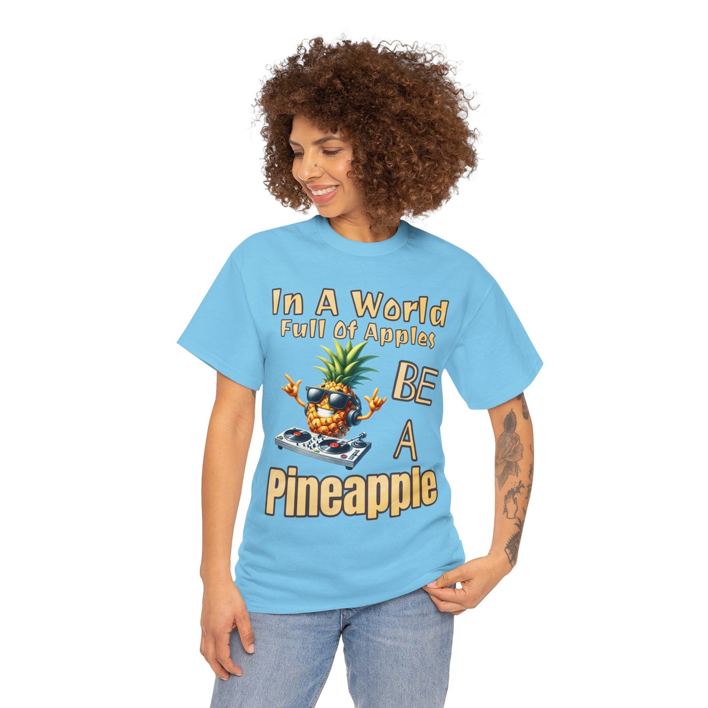 Cool Pineapple DJ Music Decks Unisex Heavy Cotton Tee