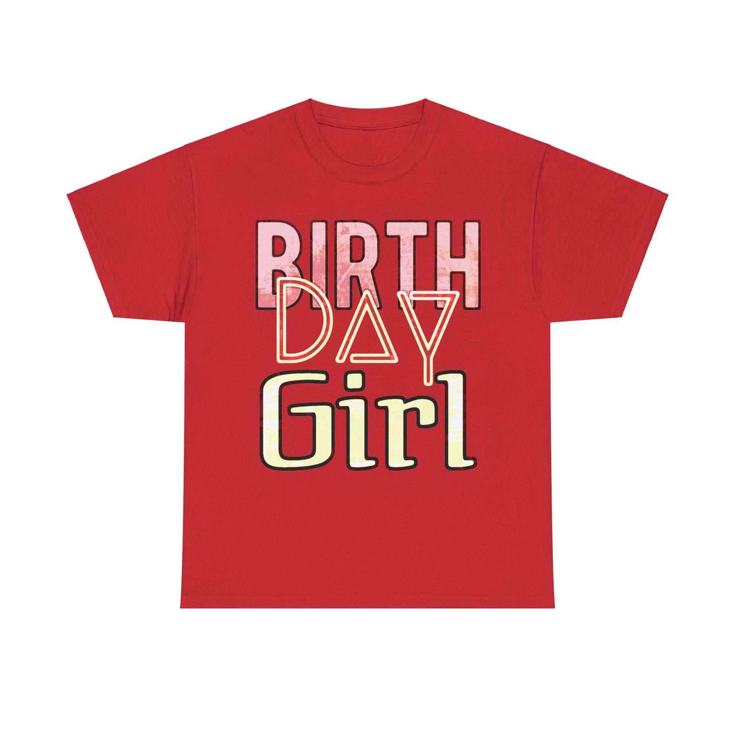 Birthday Girl Pink Washed Grunge Look Unisex Heavy Cotton Tee