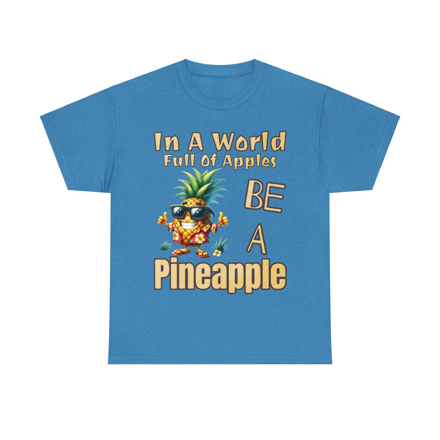 Cool Pineapple With Flower Shirt Unisex Heavy Cotton Tee